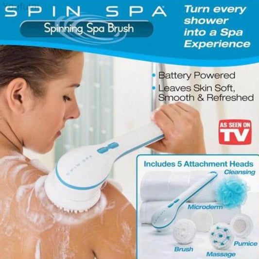 Electric Shower Brush 5-in-1 Spin Spa | Full Body Cleansing & Exfoliating Brush with Massage Heads for Smooth, Glowing Skin