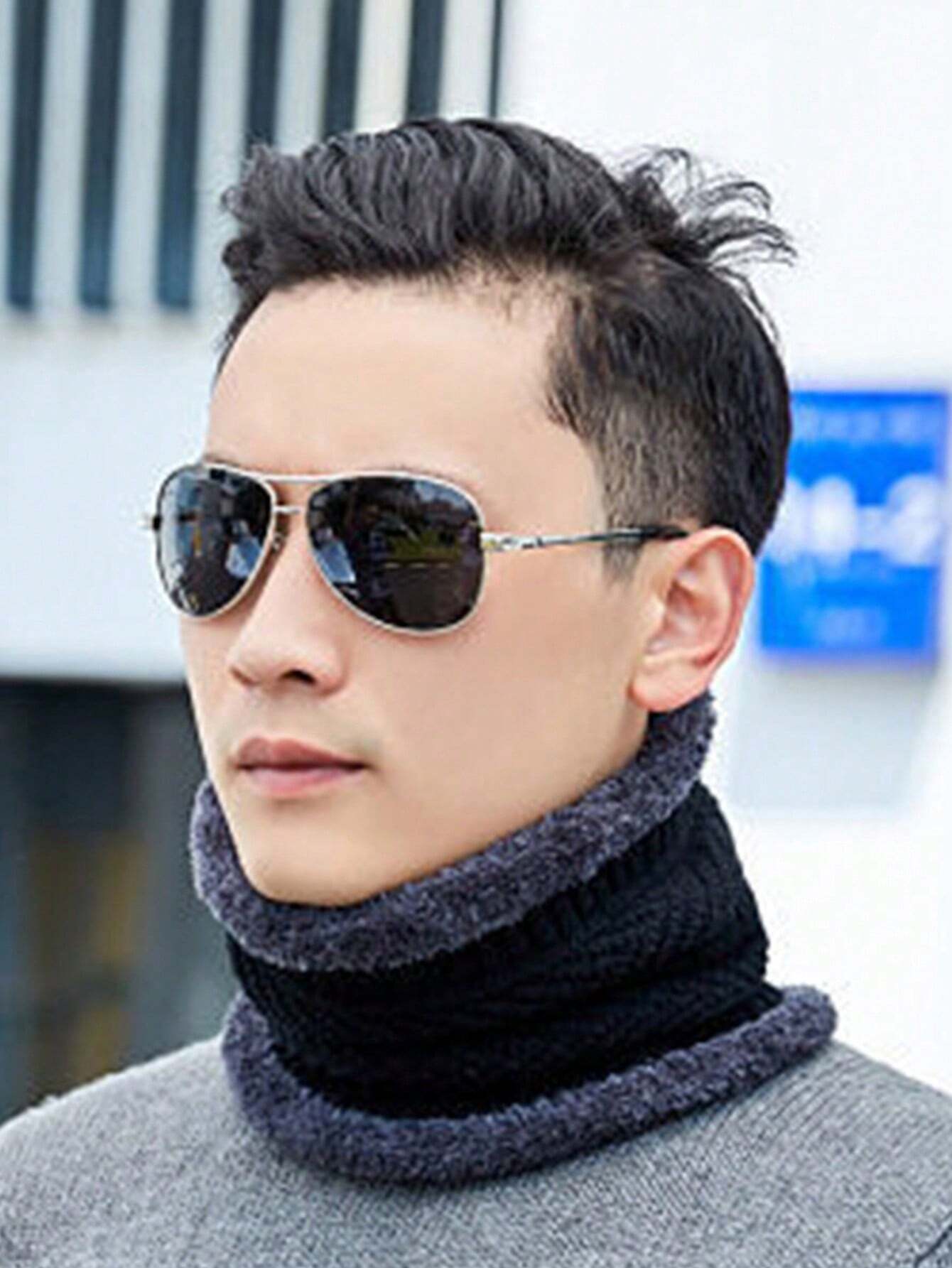 Head & Neck Cap Beanies Combo - woolen winter beanie cap with neck warmer muffler for men and women (Black)