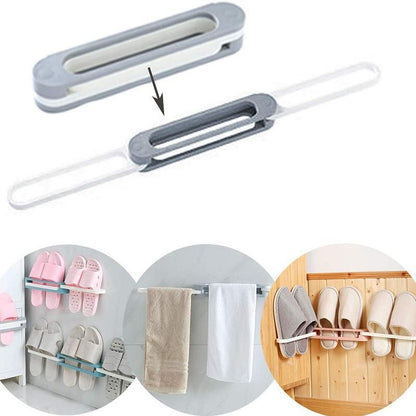 3 In 1 Shoes Rack Wall Mounted Folding Slippers Shoes Bathroom Towel Hanger Organizer Rack in House Shoes Stand Hanging Shelf Rack Holder for Multipurpose use(random color)