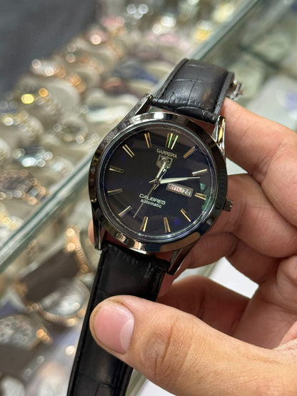 Carrera Calibre 5 - Luxury Swiss Watch With Leather Strap Mens Watch Wrist Watch | Best Quality Men Watch | Best Quality Analog Watch For Men - Without Box - Black