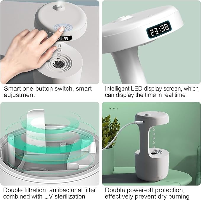 Antigravity Air Humidifier with Water Drop Effect (Random Color)