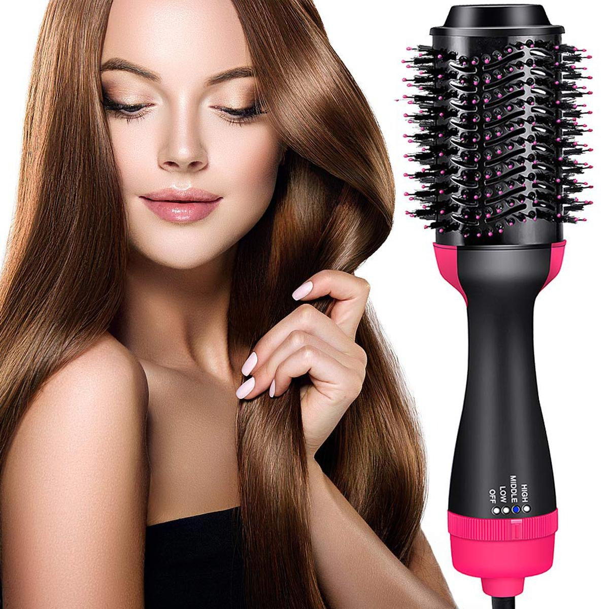 Hair Dryer with Comb 3‑in‑1, Hair Straightener & Curler for Easy Styling