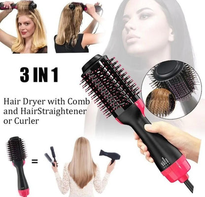 Hair Dryer with Comb 3‑in‑1, Hair Straightener & Curler for Easy Styling