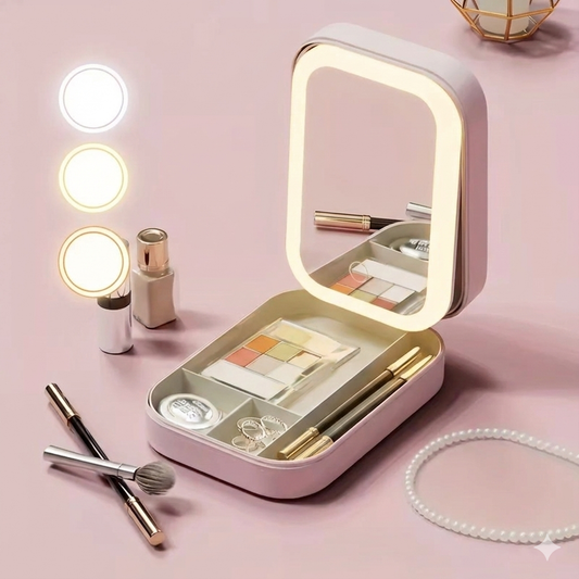 Portable Folding LED Makeup Mirror & Jewelry Box