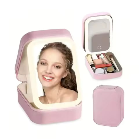 Portable Folding LED Makeup Mirror & Jewelry Box
