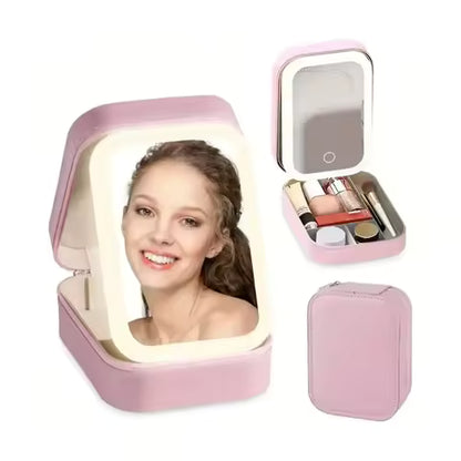 Portable Folding LED Makeup Mirror & Jewelry Box