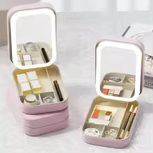 Portable Folding LED Makeup Mirror & Jewelry Box
