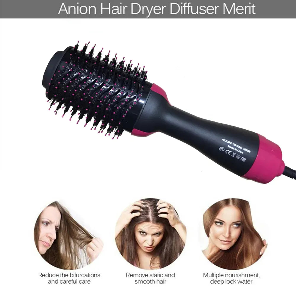 Hair Dryer with Comb 3‑in‑1, Hair Straightener & Curler for Easy Styling
