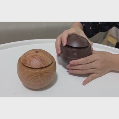 Portable Ultrasonic Air Humidifier & Purifier – Wood Grain Cool Mist Aroma Diffuser for Home, Office & Car